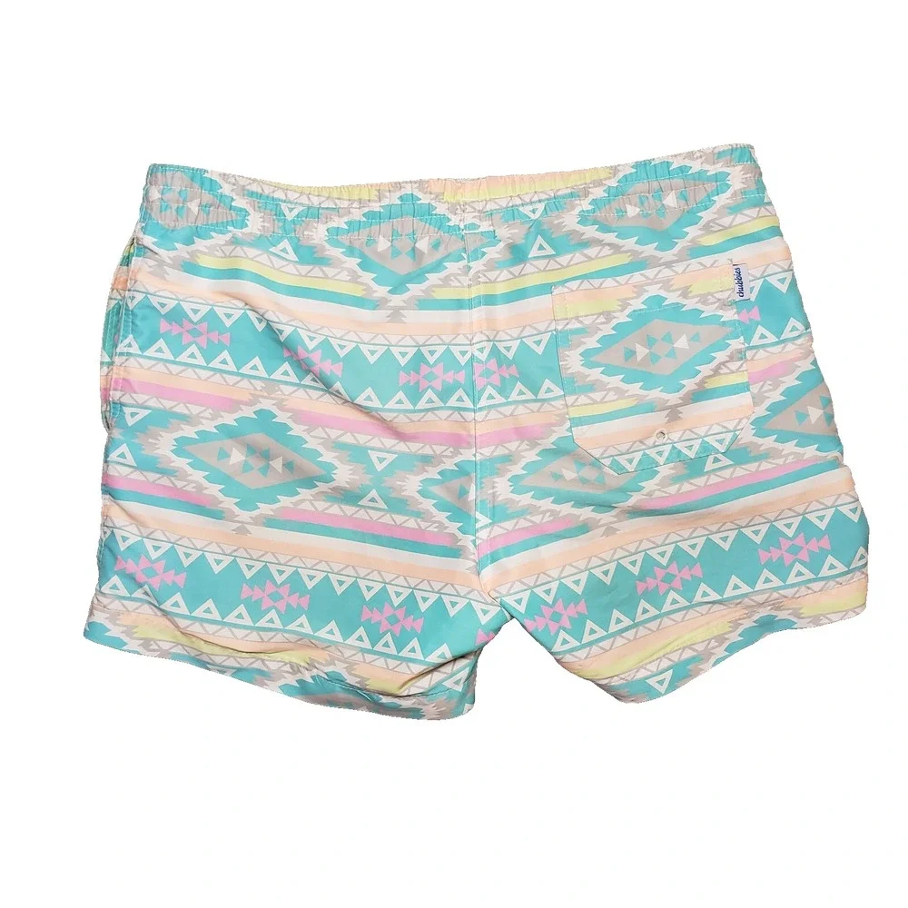 Chubbies Swim Trunks Mens S Teal Geometric Aztec‎ 5in Summer Beach Pool USA